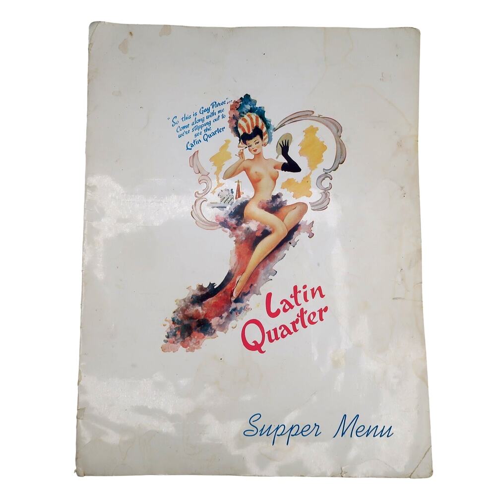 Latin Quarter Supper Menu New York City Showgirl Cover Art Vintage 1960s